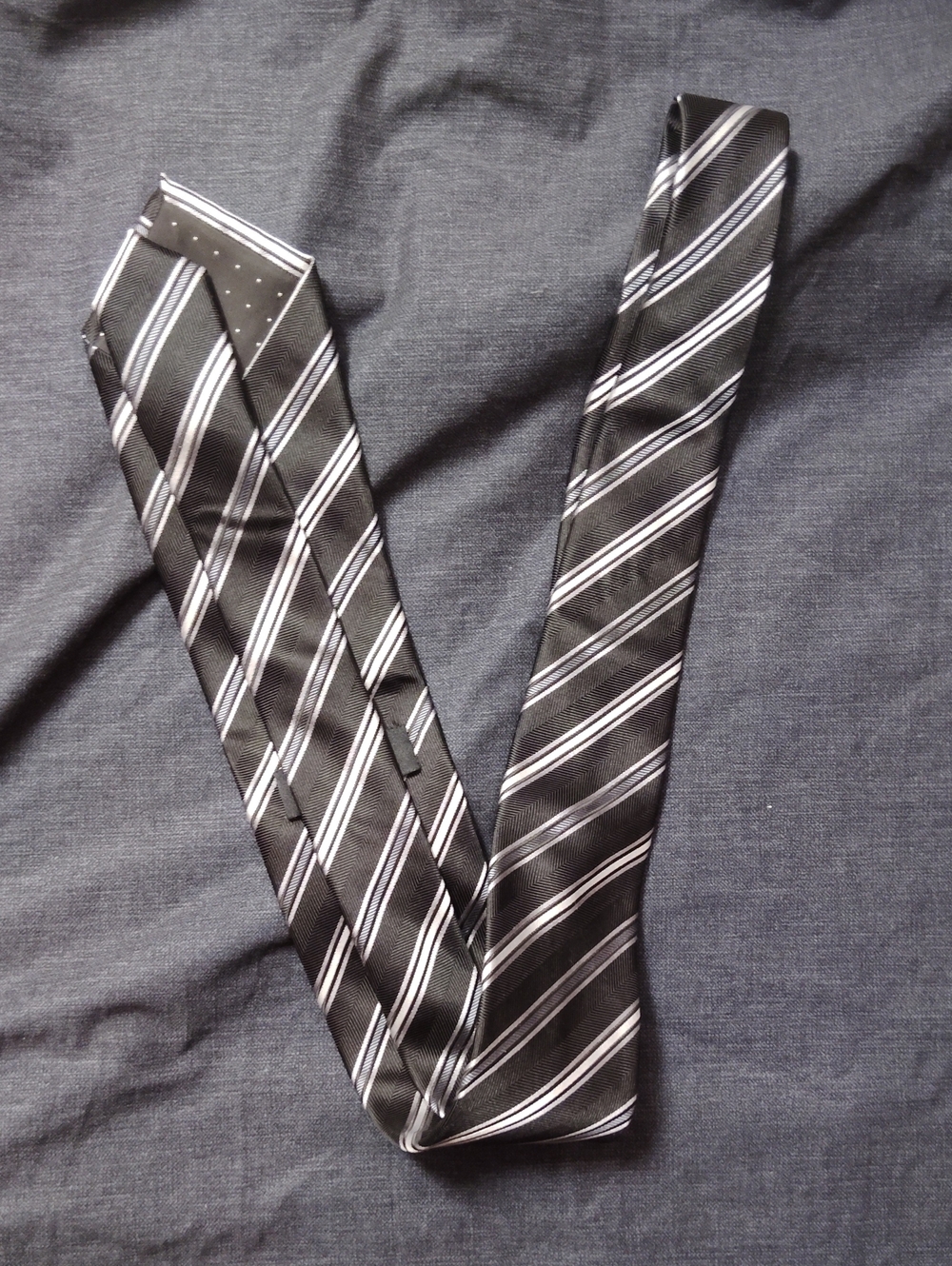 Dockers Black Tie with Silver Diagonal Stripes
